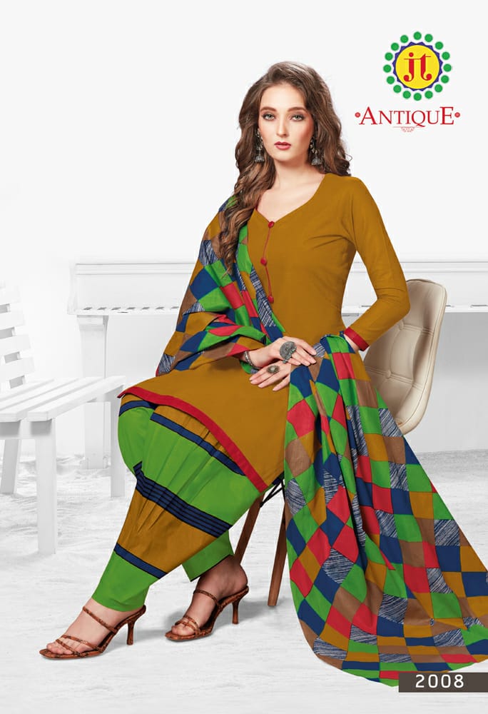 Jt Presents Antique Collection Of Pure Cotton Patiyala Printed Casual Dress Materials