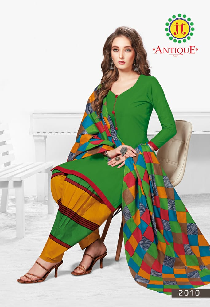 Jt Presents Antique Collection Of Pure Cotton Patiyala Printed Casual Dress Materials