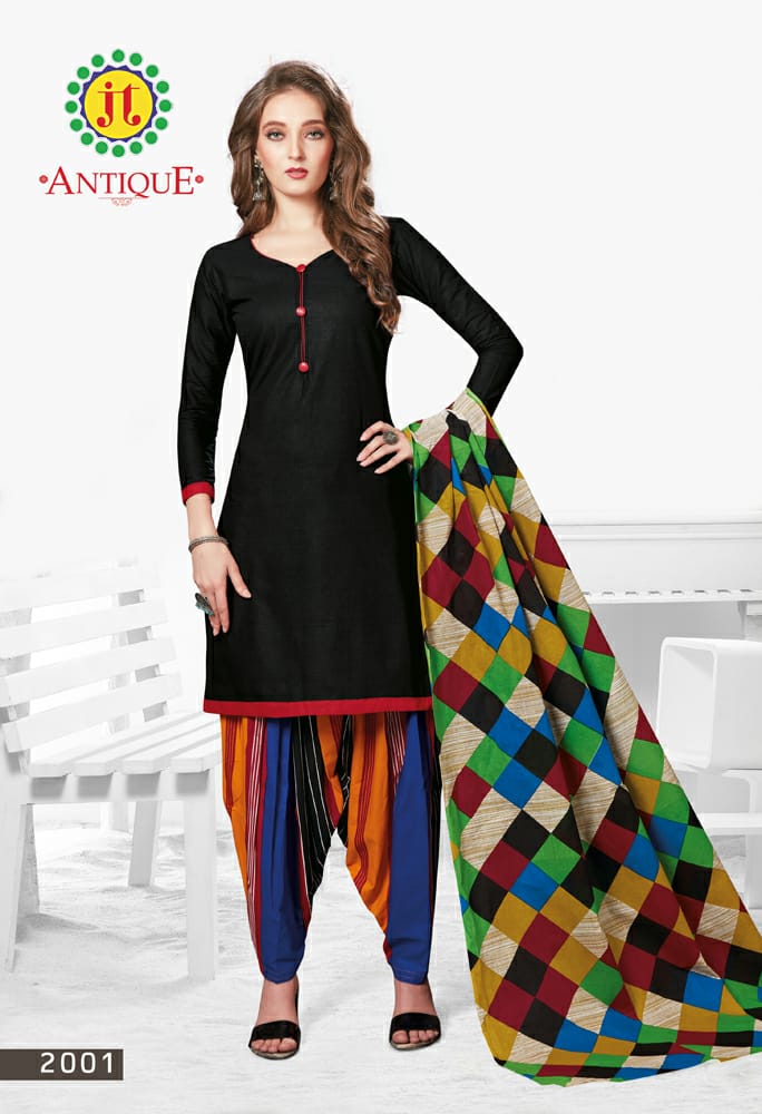 Jt Presents Antique Collection Of Pure Cotton Patiyala Printed Casual Dress Materials