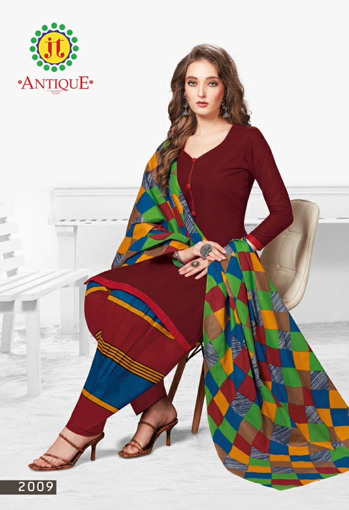 Jt Presents Antique Collection Of Pure Cotton Patiyala Printed Casual Dress Materials