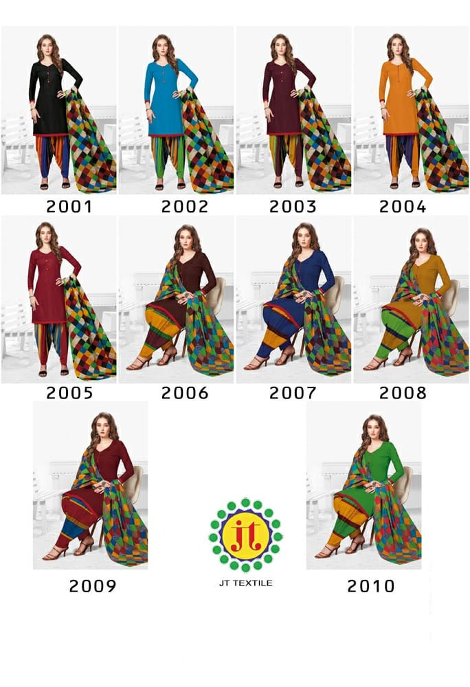 Jt Presents Antique Collection Of Pure Cotton Patiyala Printed Casual Dress Materials