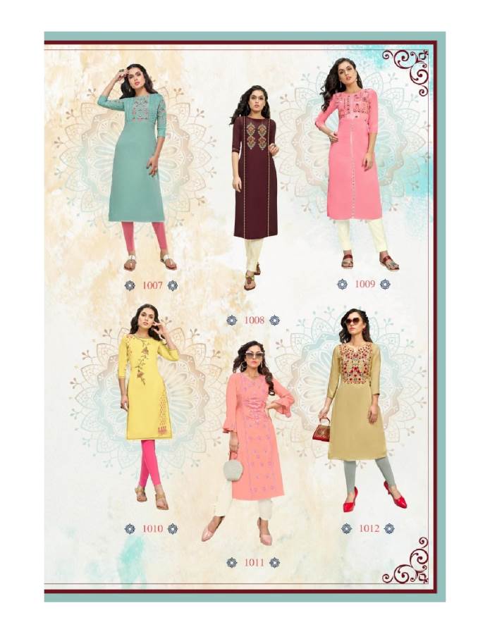 Kajal Style Presents Fashion Saga 1 Collection Of Muslin Classy Handwork Stylish Kurtis