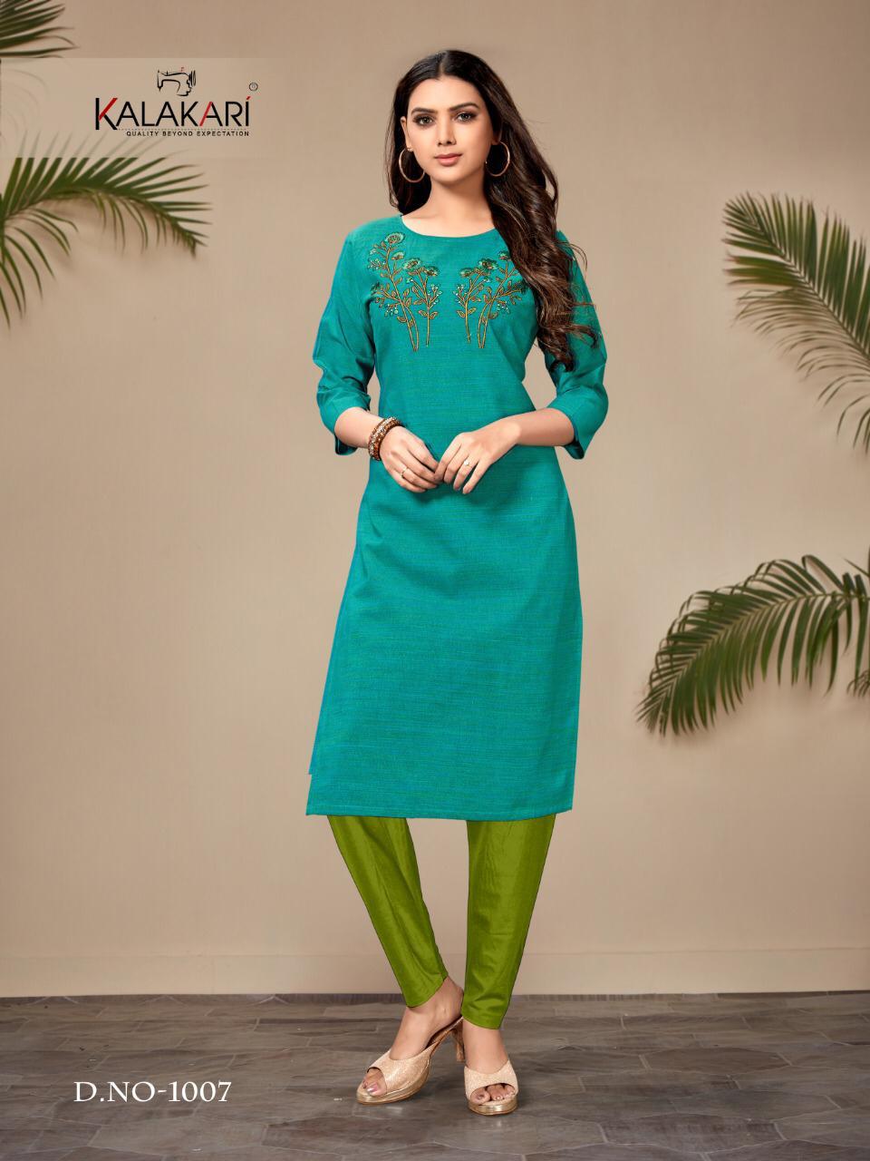 Khayyira Kalakari Presents Saanvi 8 Collection Of Cotton Straight-cut Casual Wear Kurtis