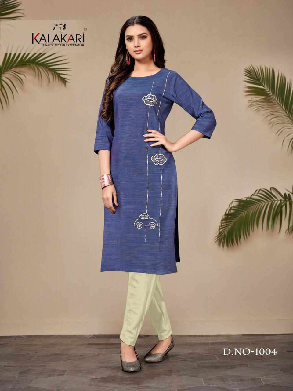 Khayyira Kalakari Presents Saanvi 8 Collection Of Cotton Straight-cut Casual Wear Kurtis