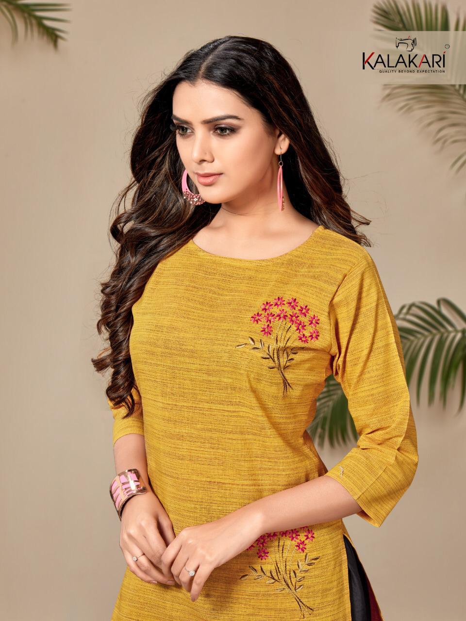 Khayyira Kalakari Presents Saanvi 8 Collection Of Cotton Straight-cut Casual Wear Kurtis