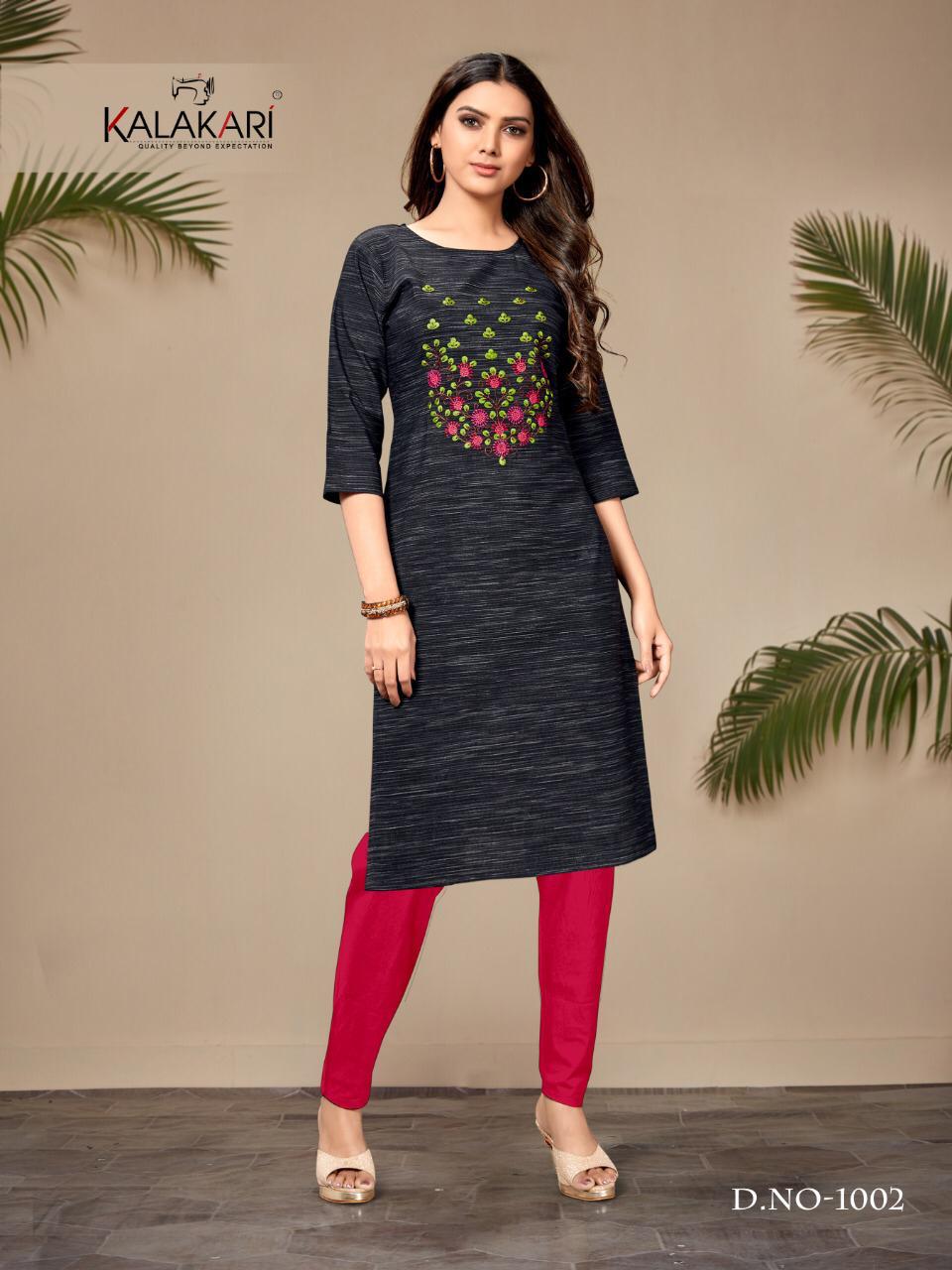 Khayyira Kalakari Presents Saanvi 8 Collection Of Cotton Straight-cut Casual Wear Kurtis