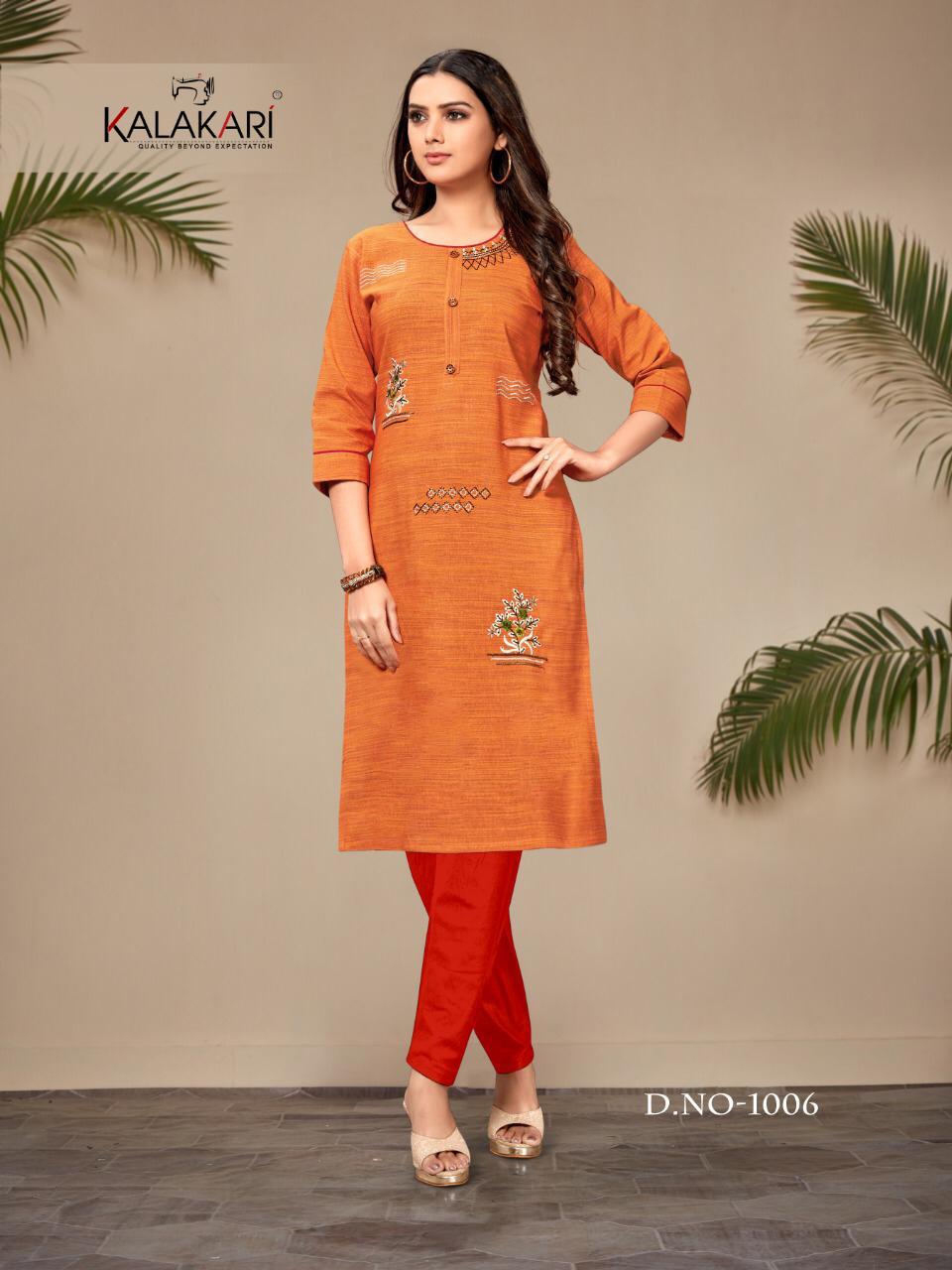 Khayyira Kalakari Presents Saanvi 8 Collection Of Cotton Straight-cut Casual Wear Kurtis