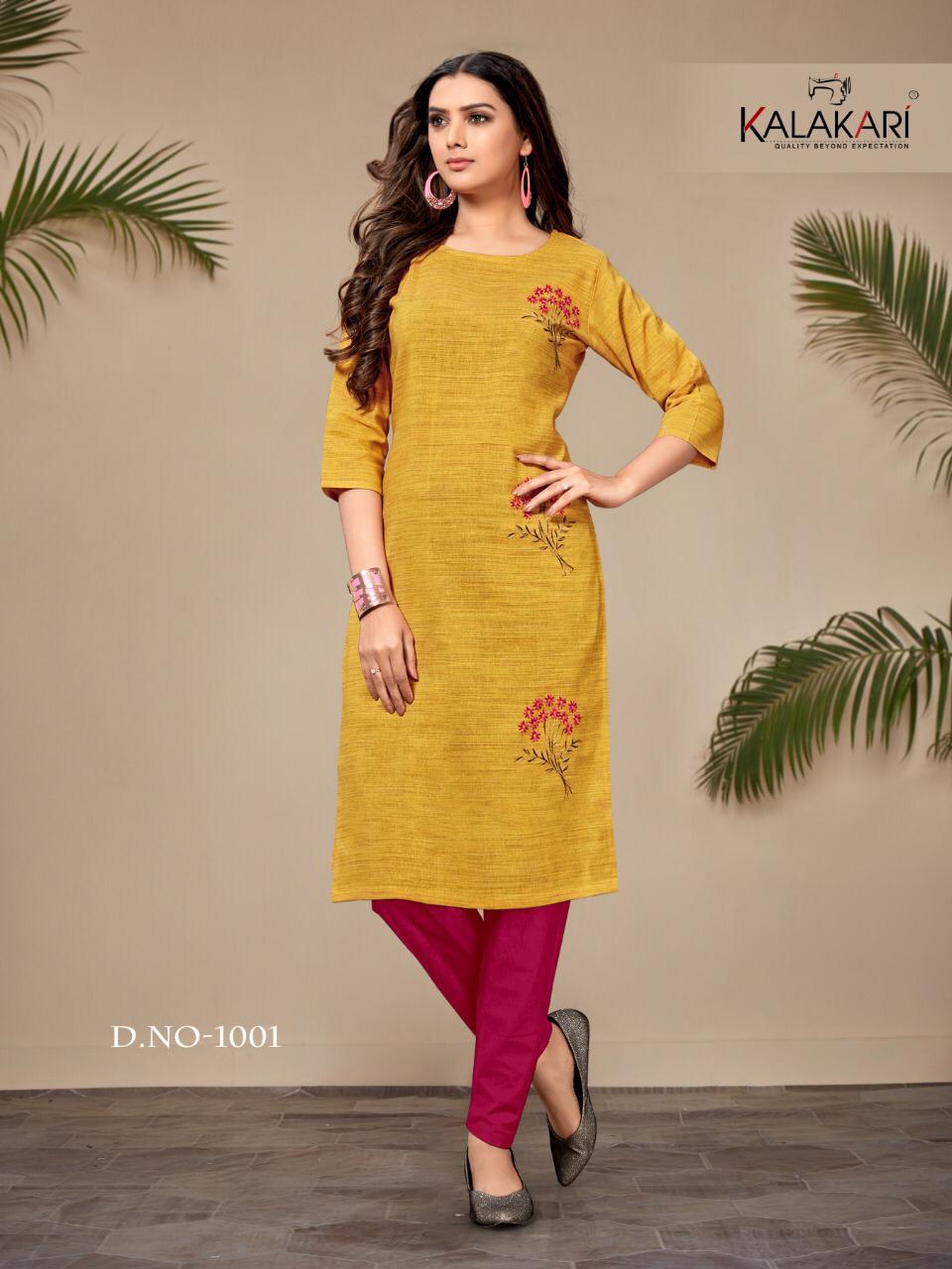 Khayyira Kalakari Presents Saanvi 8 Collection Of Cotton Straight-cut Casual Wear Kurtis
