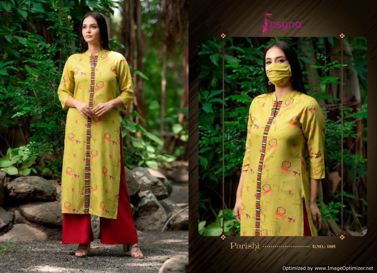 Psyna Presents Parishi Premium 1 Collection Of Heavy Rayon Printed Kurti With Plazo