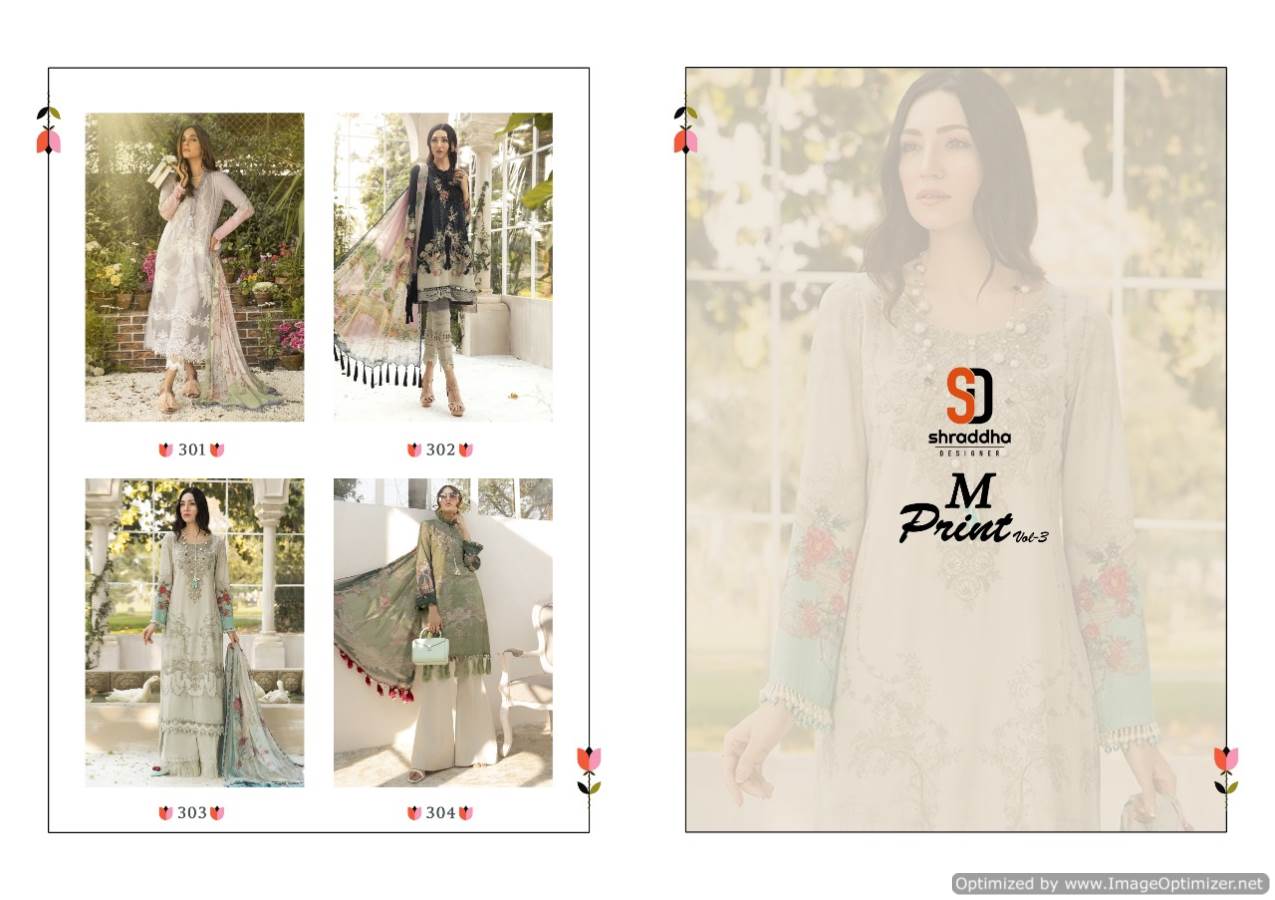 Shraddha Presents Mprint 3 Collection Of Lawn Cotton Print & Embroidered Pakistani Suits