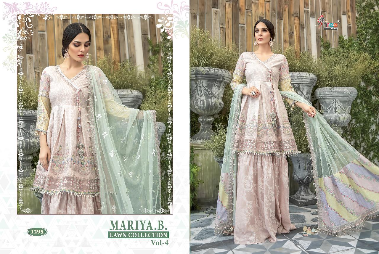 Shree Presents Mariya B Lawn Collection 4 Of Pure Cotton Print & Exclusive Embroidered Pakistani Suits