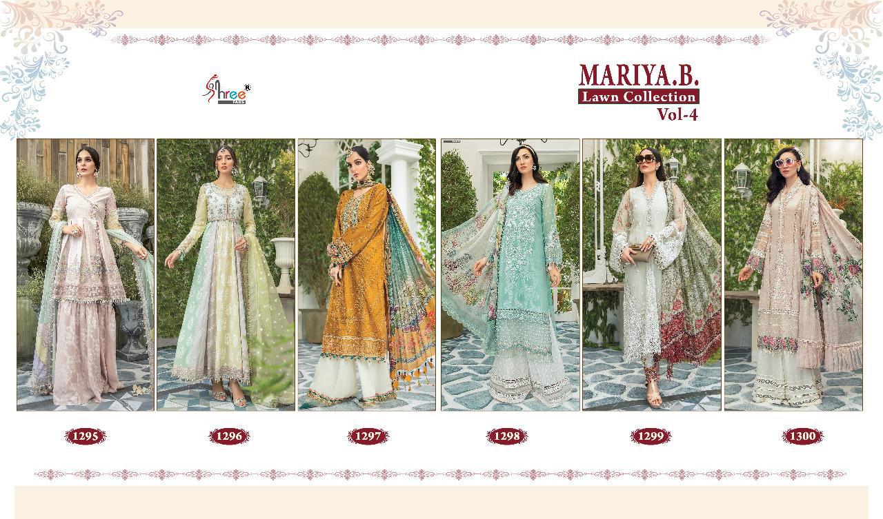 Shree Presents Mariya B Lawn Collection 4 Of Pure Cotton Print & Exclusive Embroidered Pakistani Suits