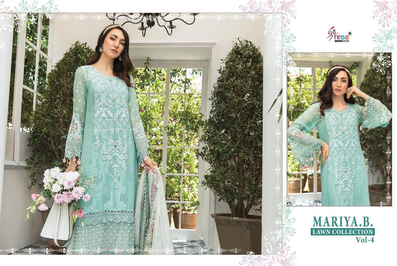 Shree Presents Mariya B Lawn Collection 4 Of Pure Cotton Print & Exclusive Embroidered Pakistani Suits