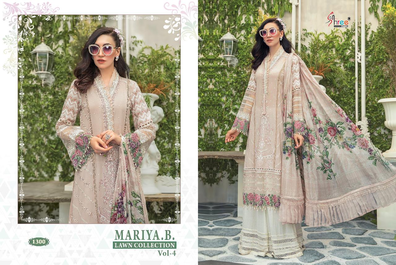 Shree Presents Mariya B Lawn Collection 4 Of Pure Cotton Print & Exclusive Embroidered Pakistani Suits