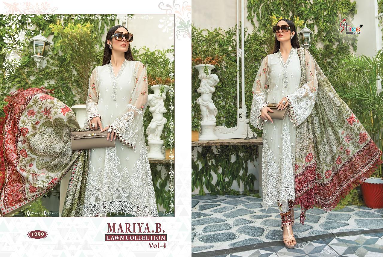 Shree Presents Mariya B Lawn Collection 4 Of Pure Cotton Print & Exclusive Embroidered Pakistani Suits