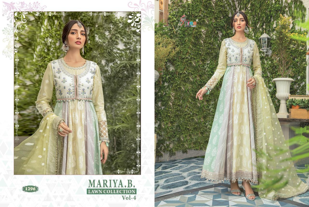Shree Presents Mariya B Lawn Collection 4 Of Pure Cotton Print & Exclusive Embroidered Pakistani Suits