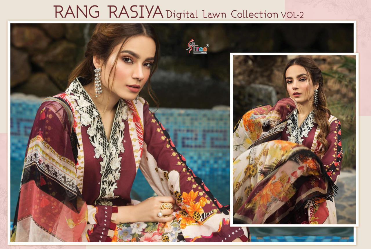 Shree Presents Rang Rasiya Digital Lawn Collection 2 Of Jam Cotton Print & Embroidered Pakistani Suits