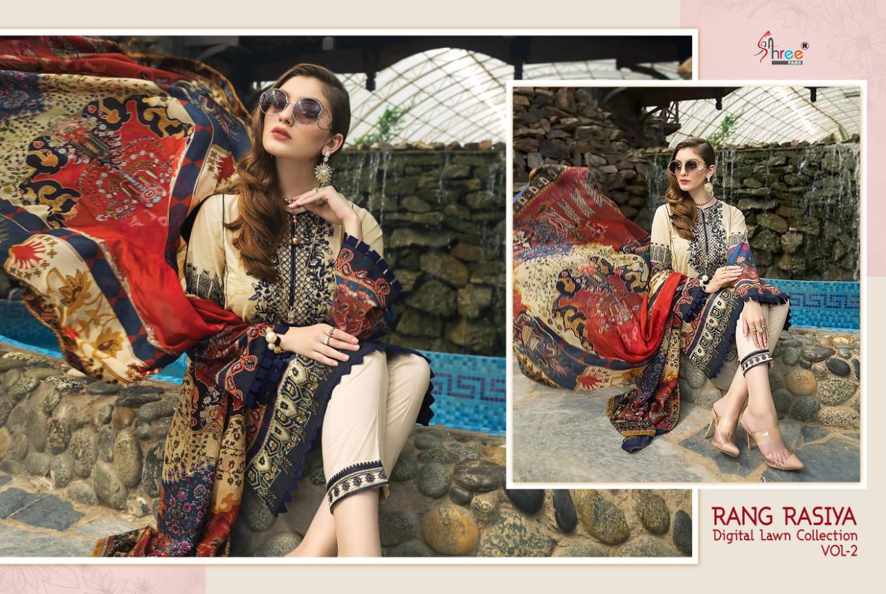 Shree Presents Rang Rasiya Digital Lawn Collection 2 Of Jam Cotton Print & Embroidered Pakistani Suits