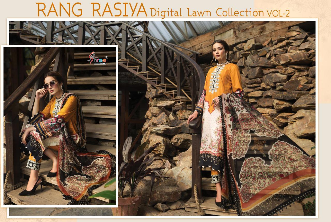 Shree Presents Rang Rasiya Digital Lawn Collection 2 Of Jam Cotton Print & Embroidered Pakistani Suits