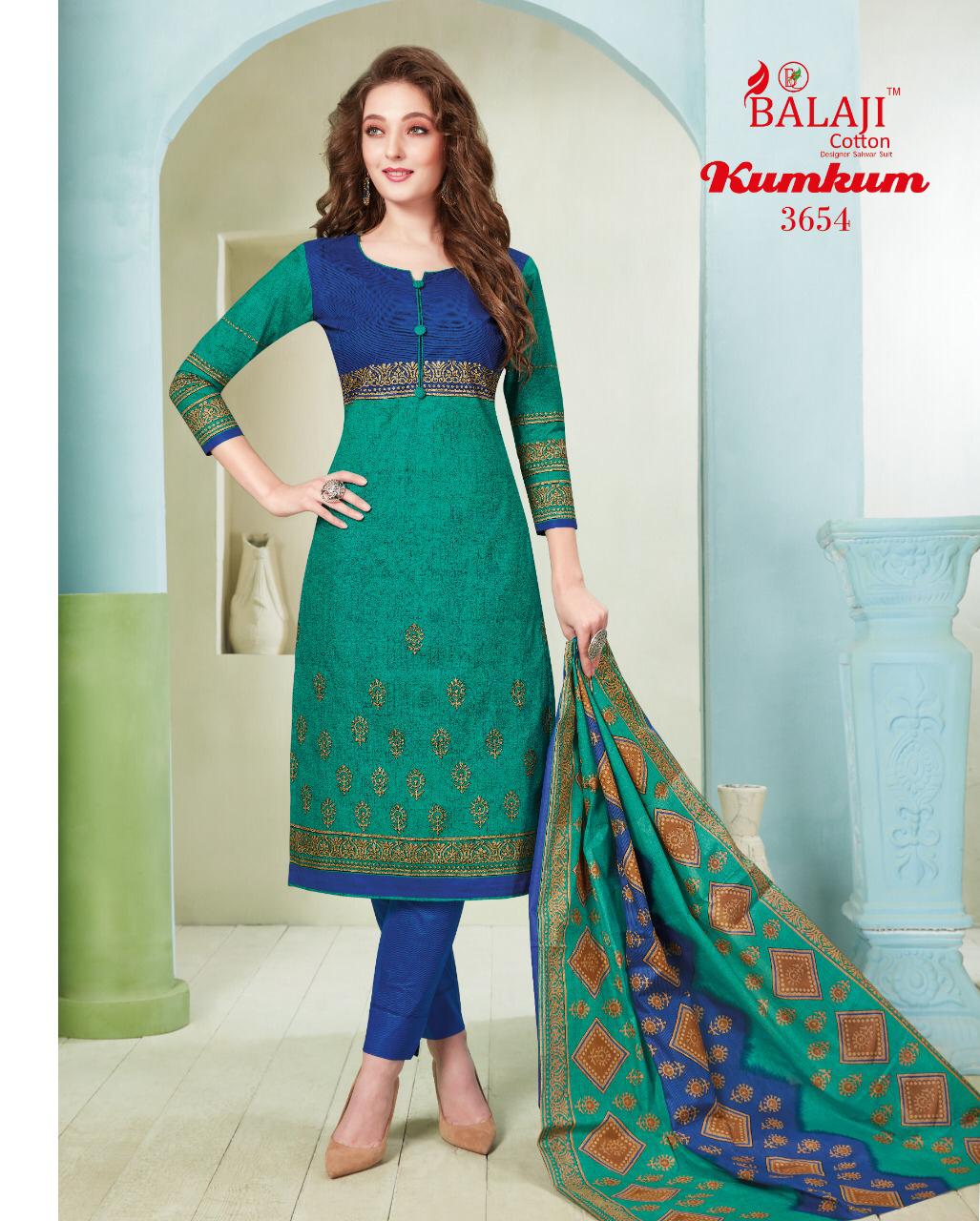 Balaji Presents Kumkum  Vol 23 Printed Dress Material
