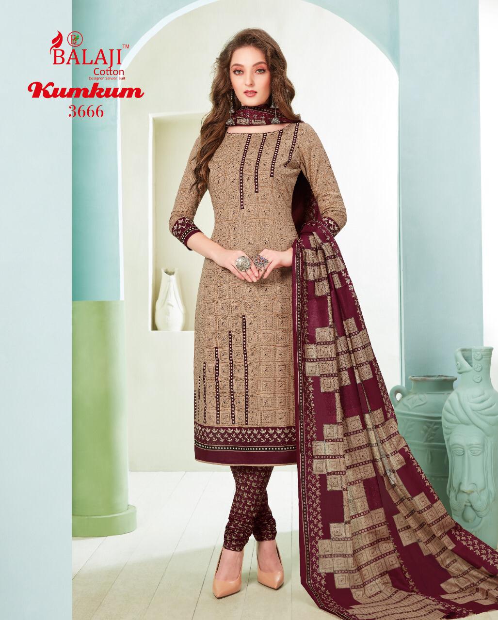 Balaji Presents Kumkum  Vol 23 Printed Dress Material