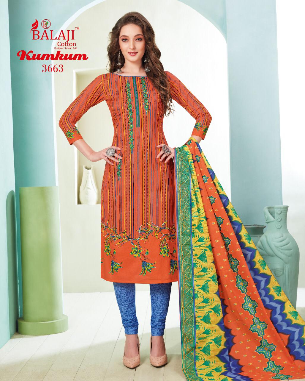 Balaji Presents Kumkum  Vol 23 Printed Dress Material