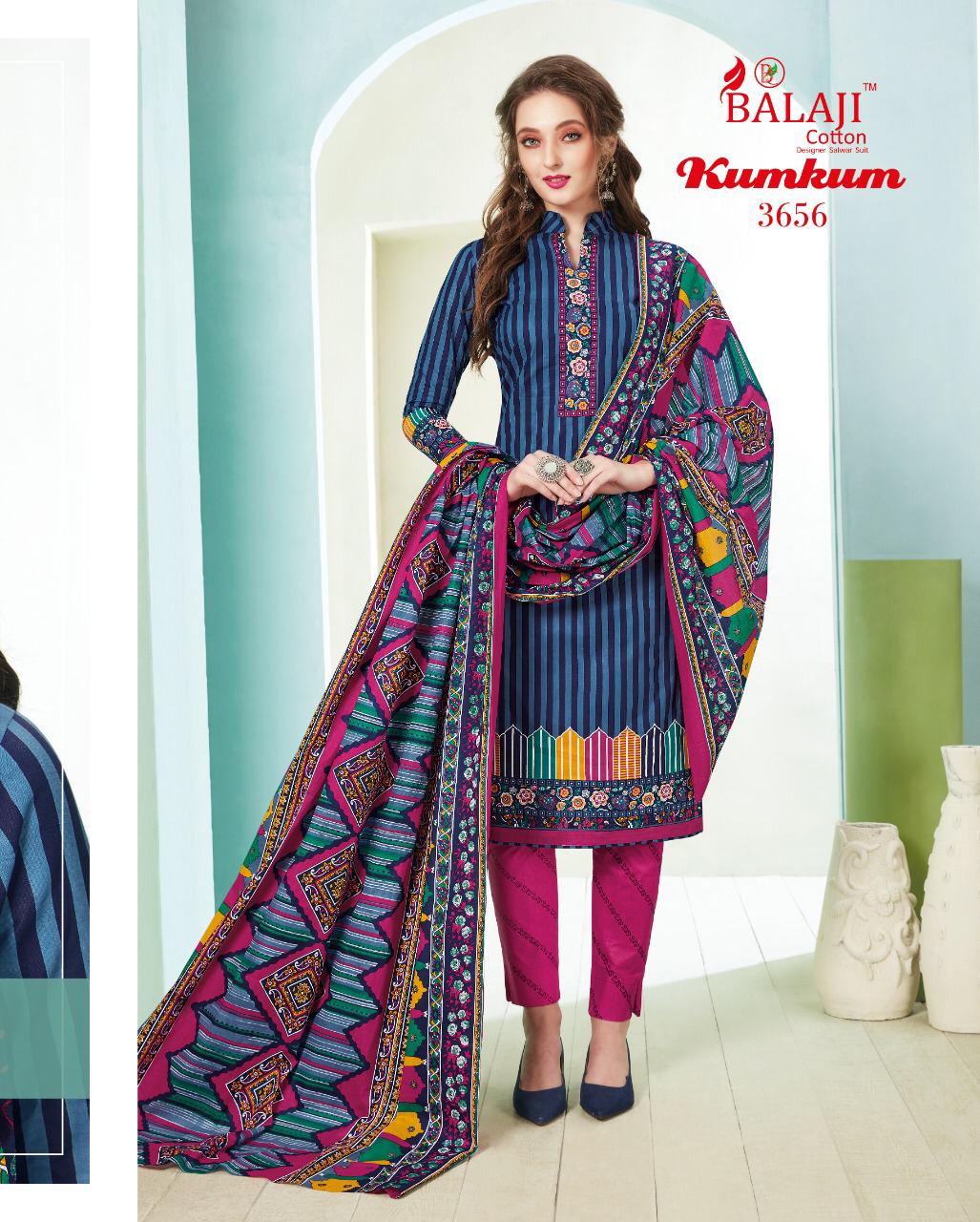 Balaji Presents Kumkum  Vol 23 Printed Dress Material