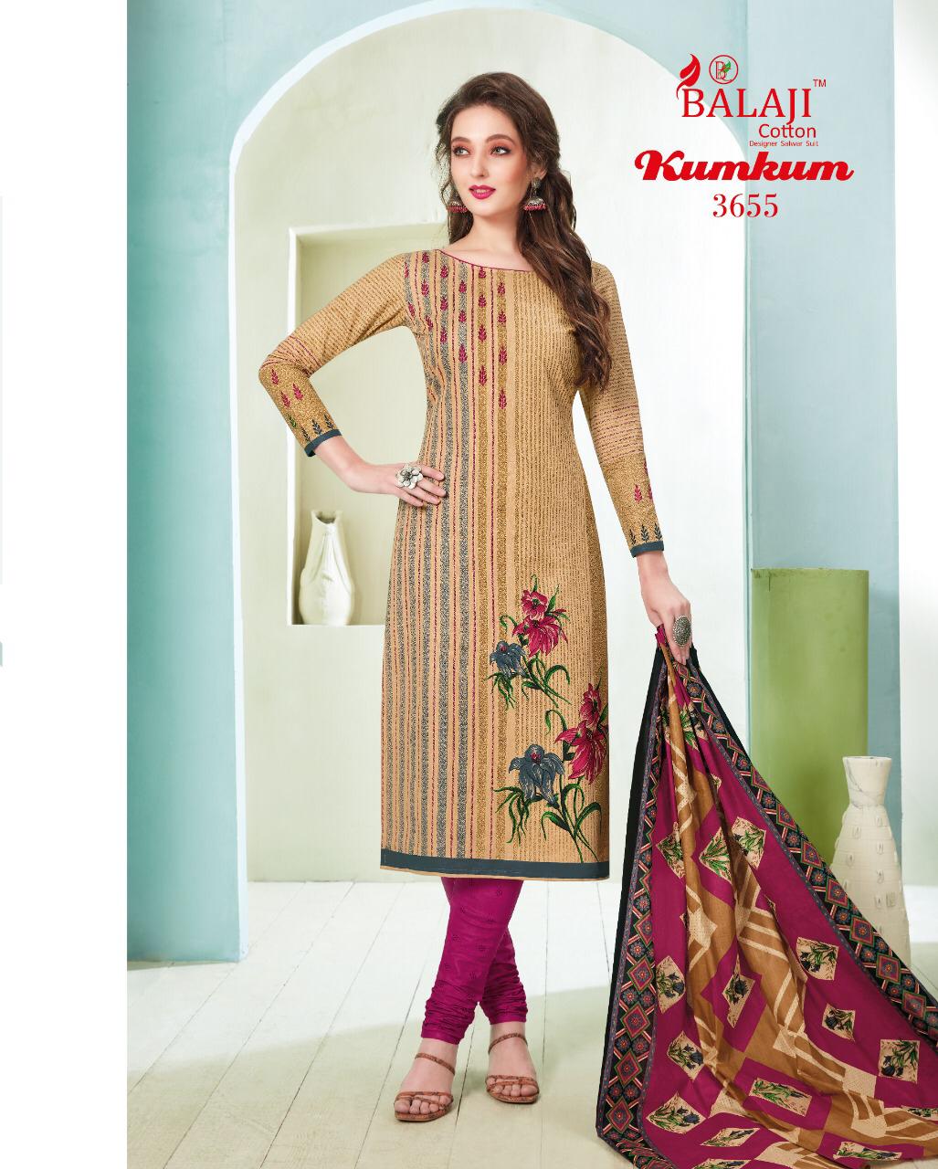 Balaji Presents Kumkum  Vol 23 Printed Dress Material