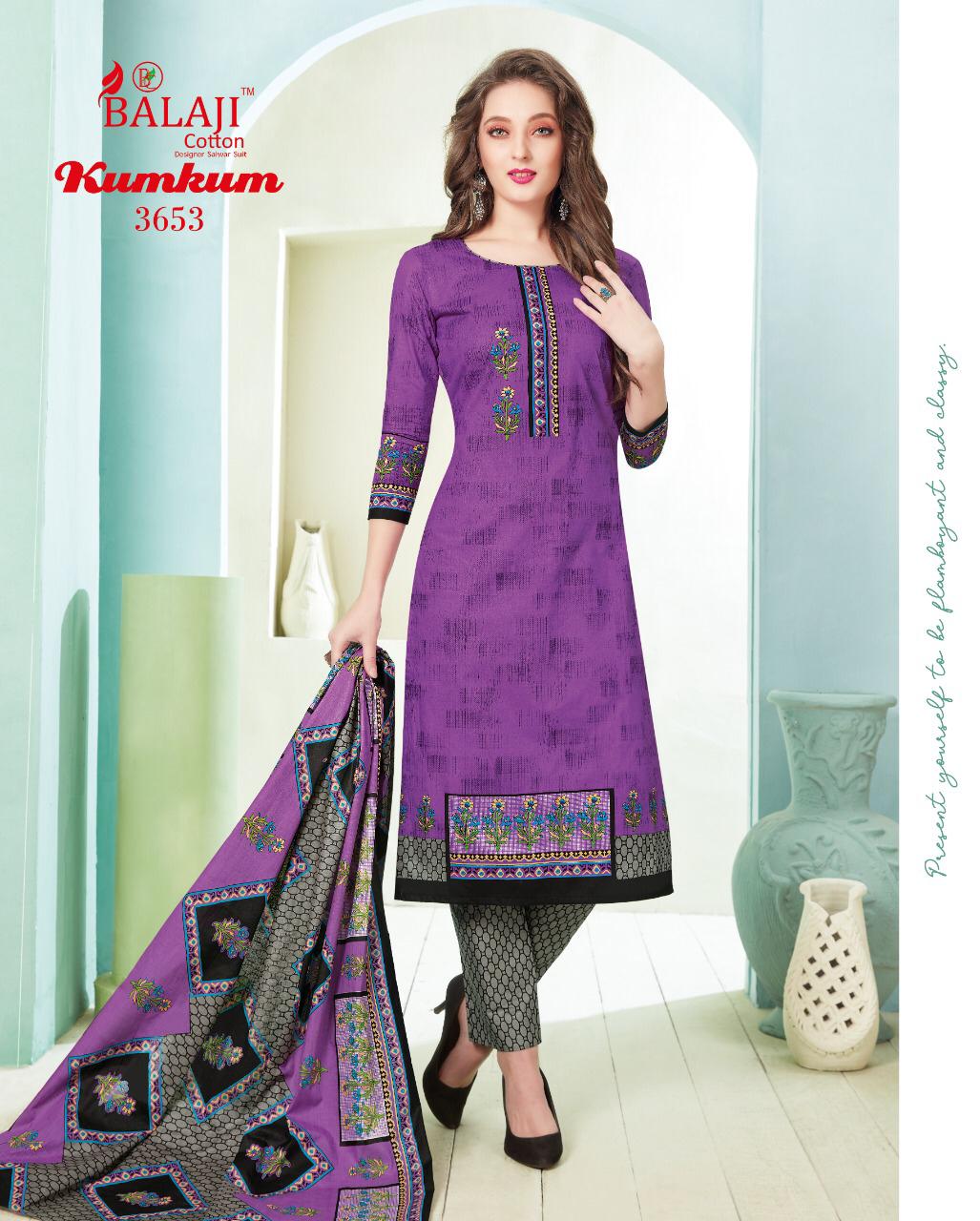 Balaji Presents Kumkum  Vol 23 Printed Dress Material