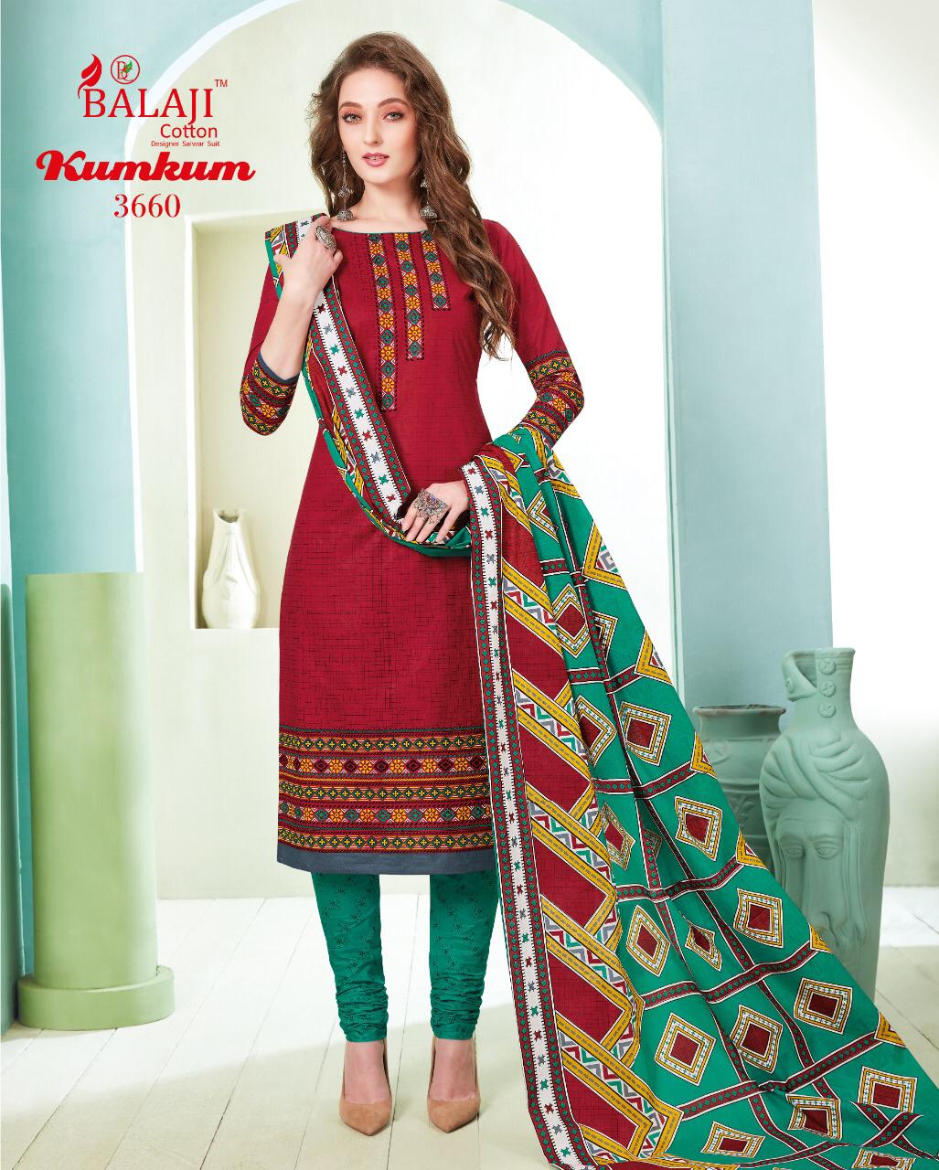 Balaji Presents Kumkum  Vol 23 Printed Dress Material