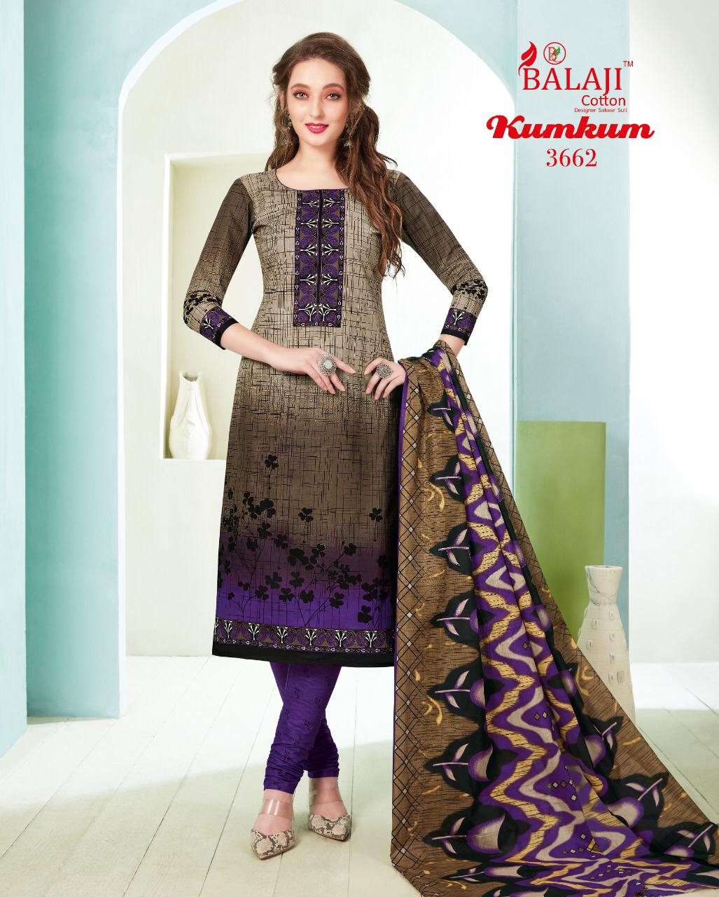 Balaji Presents Kumkum  Vol 23 Printed Dress Material