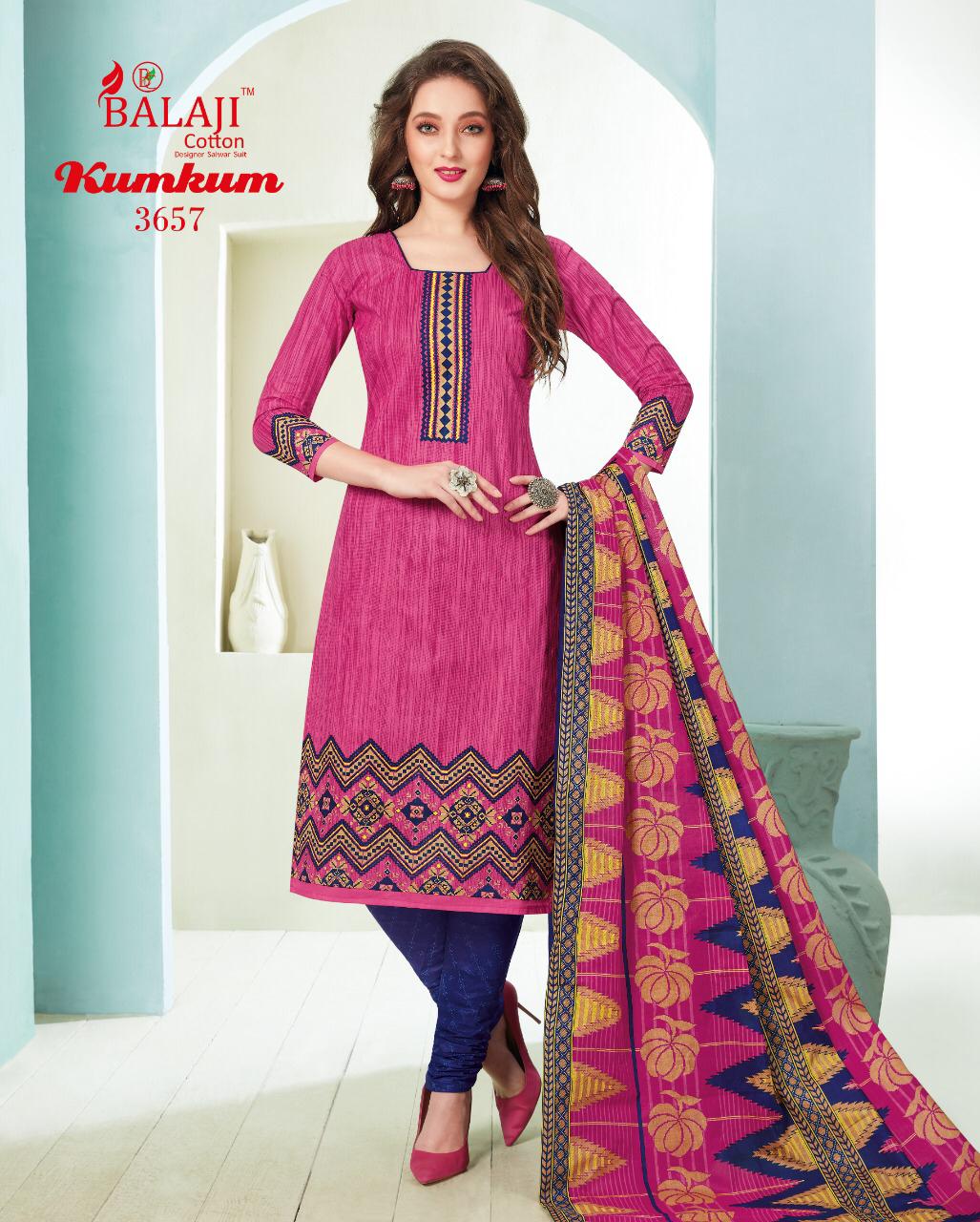 Balaji Presents Kumkum  Vol 23 Printed Dress Material