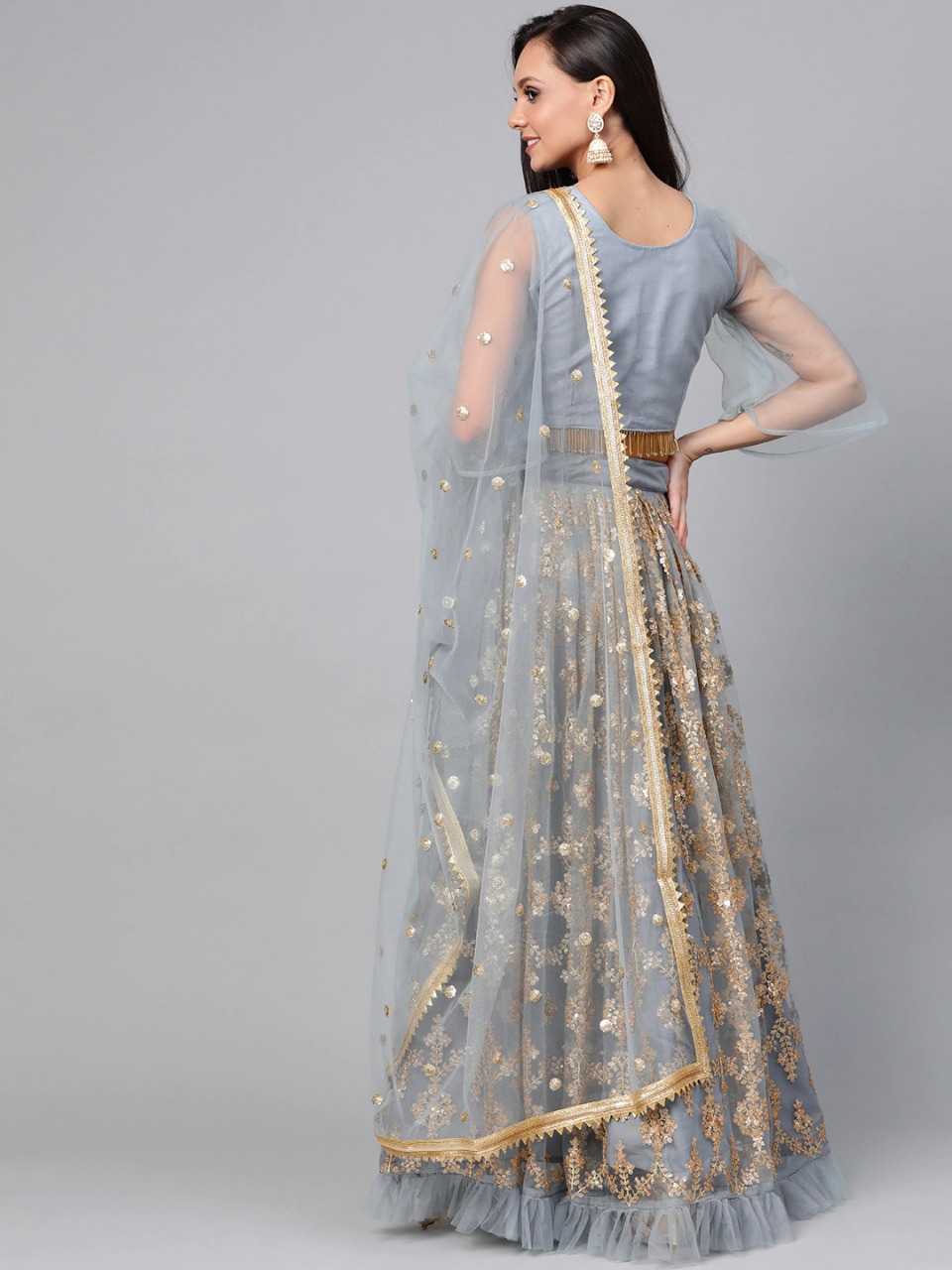 Fc Presents Grey And Golden Designer Lehenga Collection