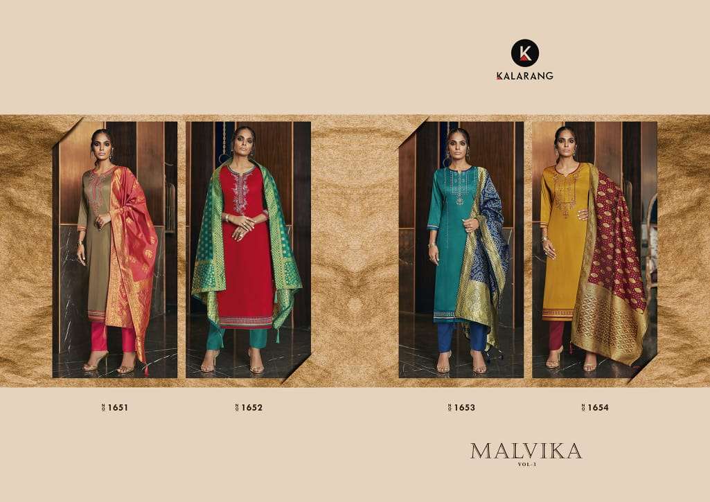 Kalarang Presents  Malvika  Vol 3  Designer Dress Material