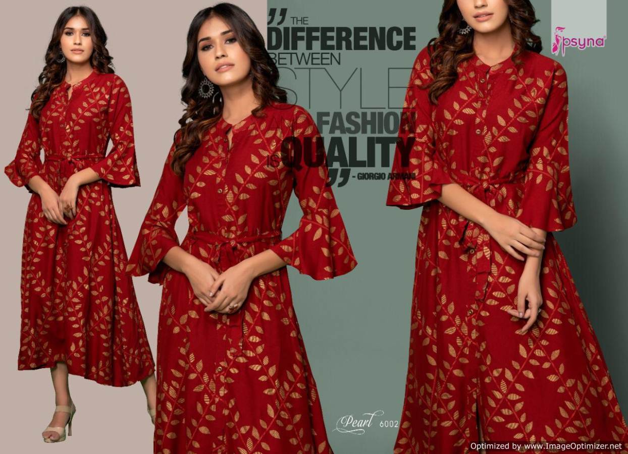 Psyna  Presents Pearl Vol 6 Gown Style Kurti Collection