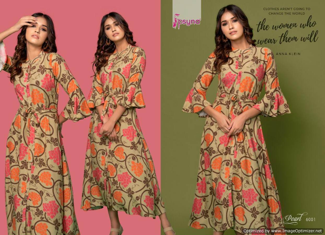 Psyna  Presents Pearl Vol 6 Gown Style Kurti Collection