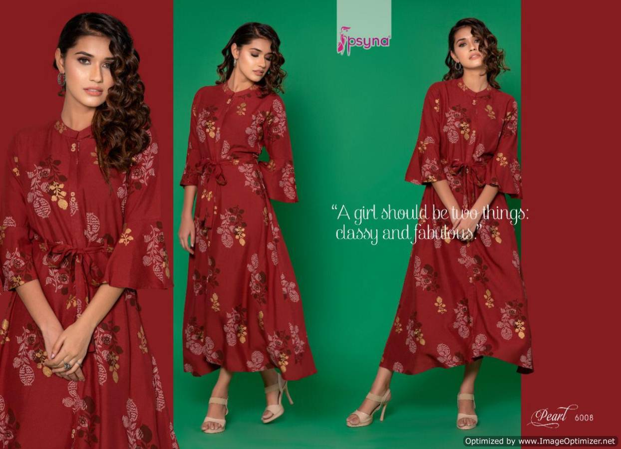 Psyna  Presents Pearl Vol 6 Gown Style Kurti Collection