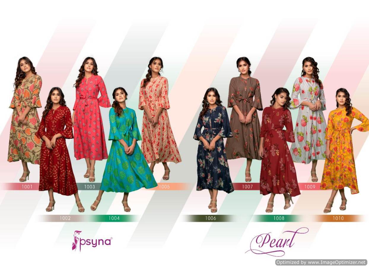 Psyna  Presents Pearl Vol 6 Gown Style Kurti Collection