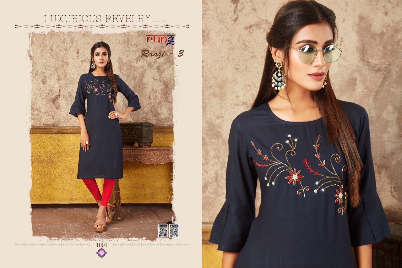 Rung Presents  Raazi Vol  3  Straight Cut Kurti Collection