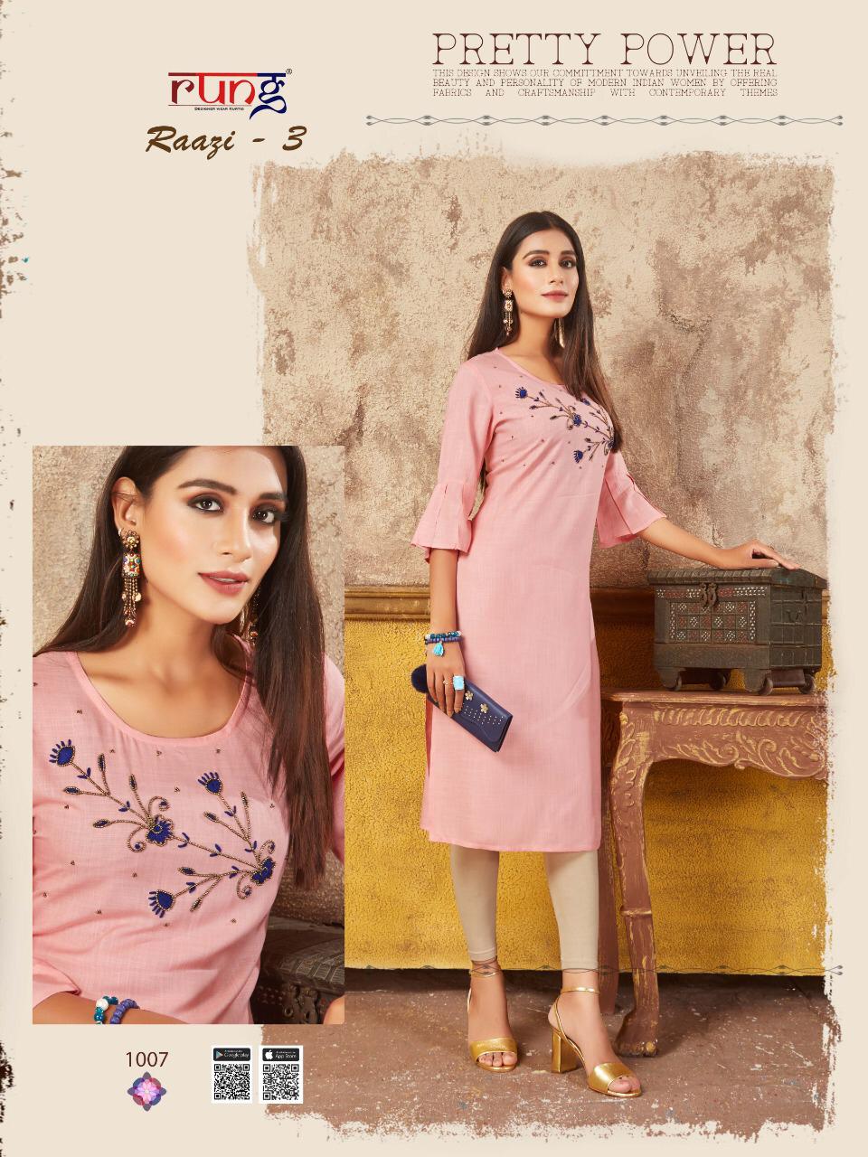Rung Presents  Raazi Vol  3  Straight Cut Kurti Collection