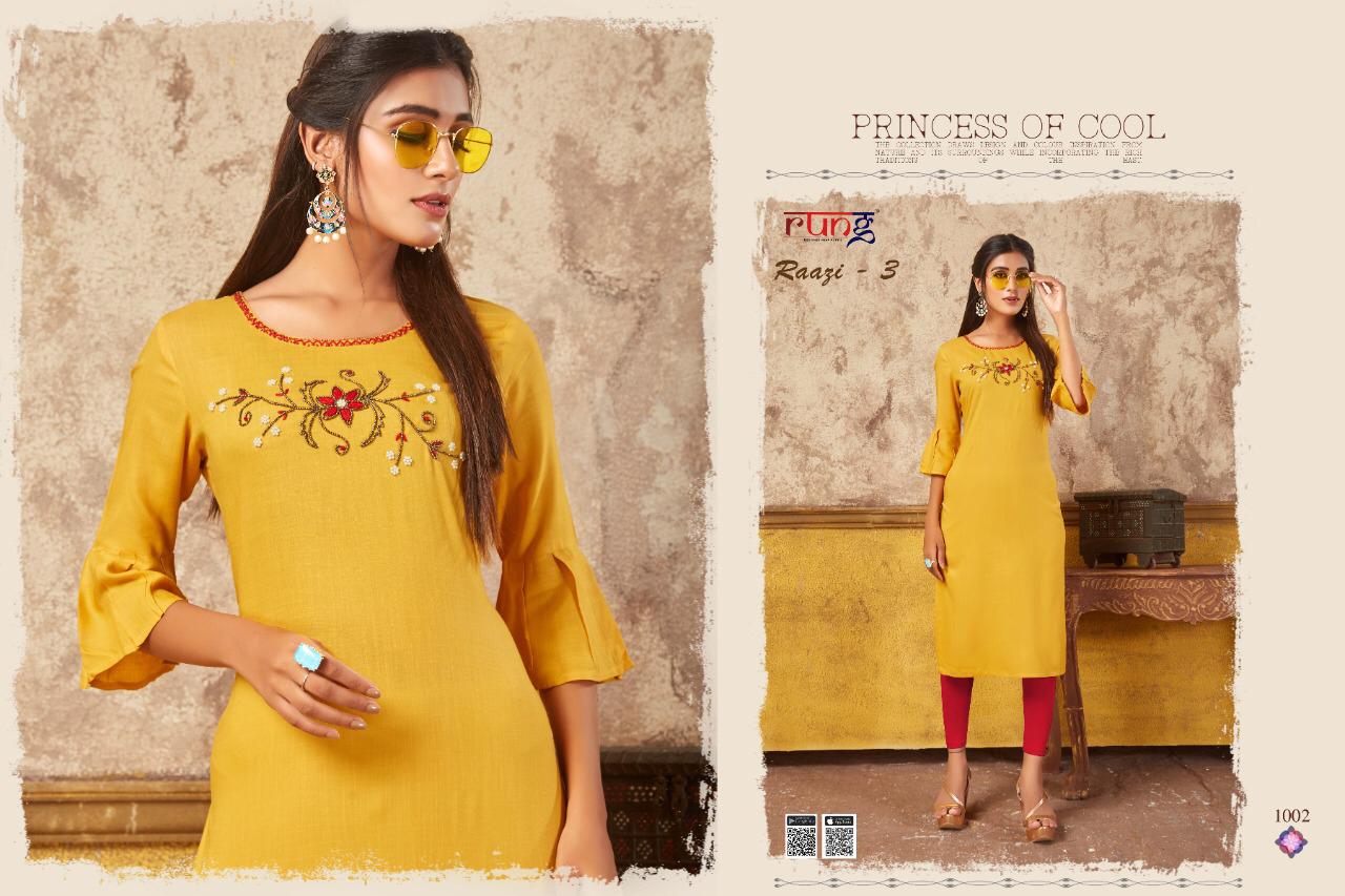 Rung Presents  Raazi Vol  3  Straight Cut Kurti Collection