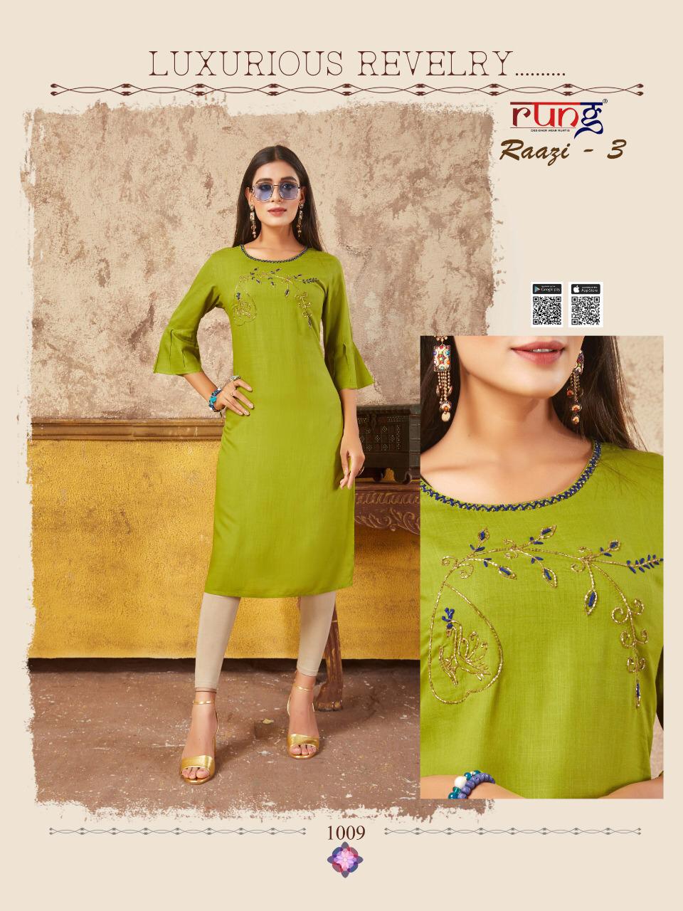 Rung Presents  Raazi Vol  3  Straight Cut Kurti Collection