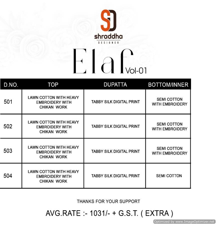 Shraddha Presents Elaf 1 Pure Cambric Cotton Pakistani Suits