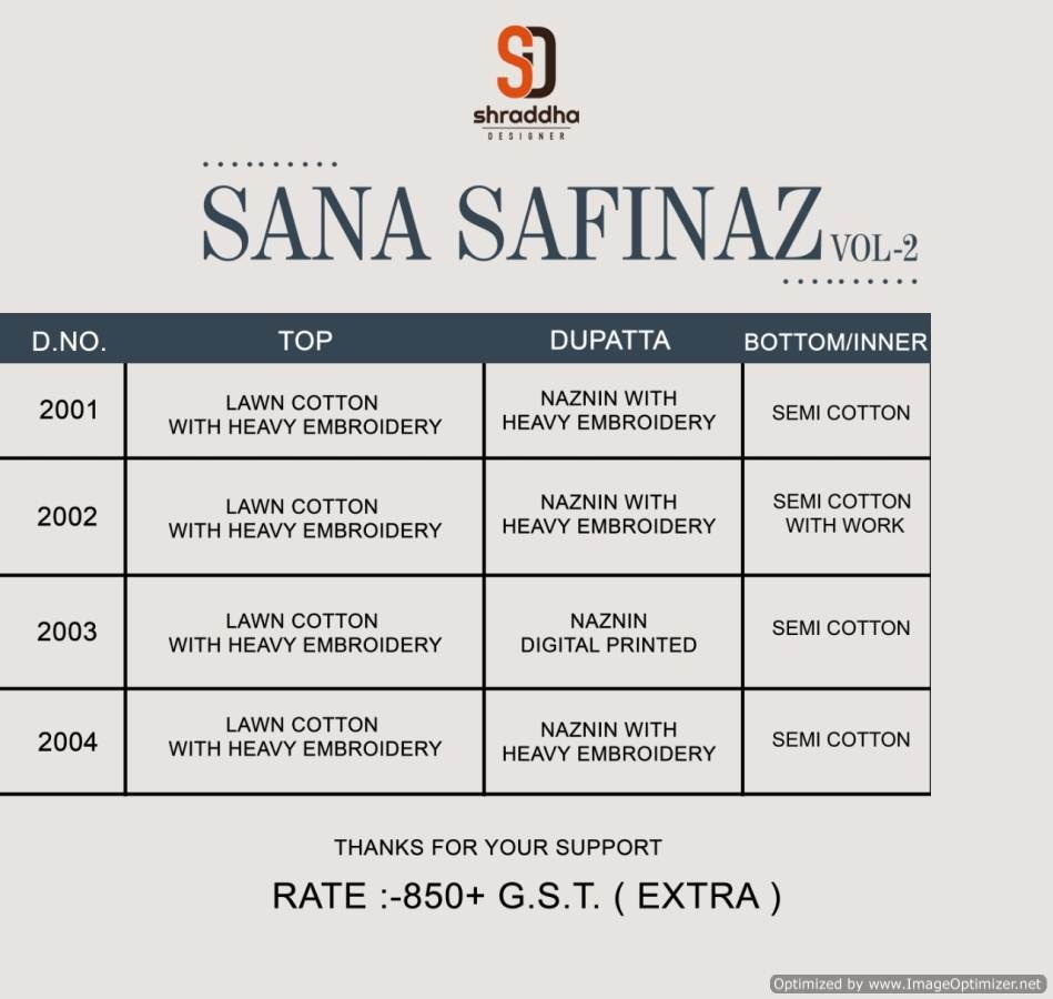 Shraddha  Presents Sana Safinaz  Vol 2 Rich Look Pakistani Suits