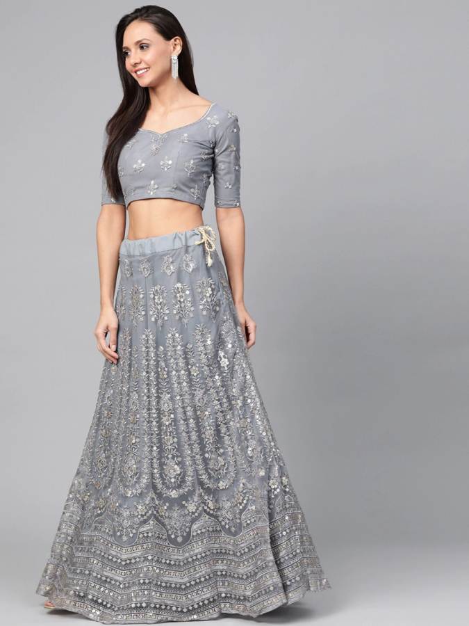 Fc Presents Star Grey  Heavy Net Festive Wear Lehenga Collection