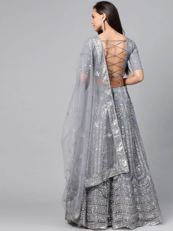 Fc Presents Star Grey  Heavy Net Festive Wear Lehenga Collection