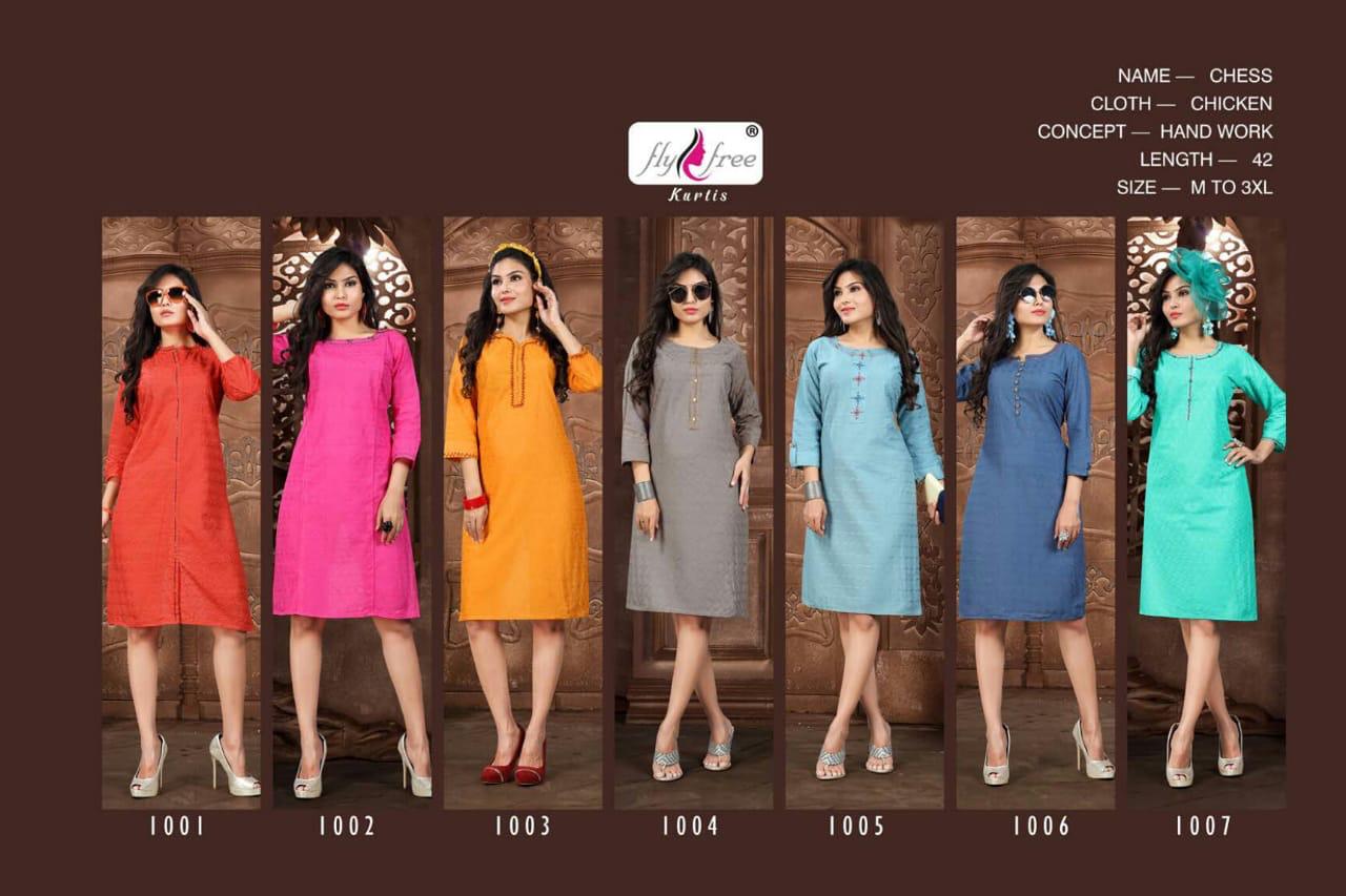 Fly Free Presents  Chess  Casual Wear Short Kurti Collection