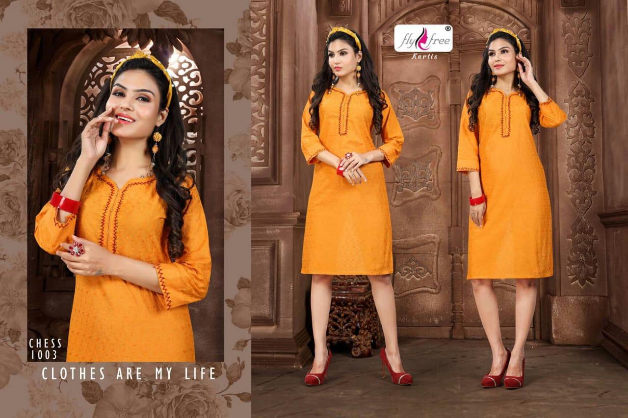 Fly Free Presents  Chess  Casual Wear Short Kurti Collection