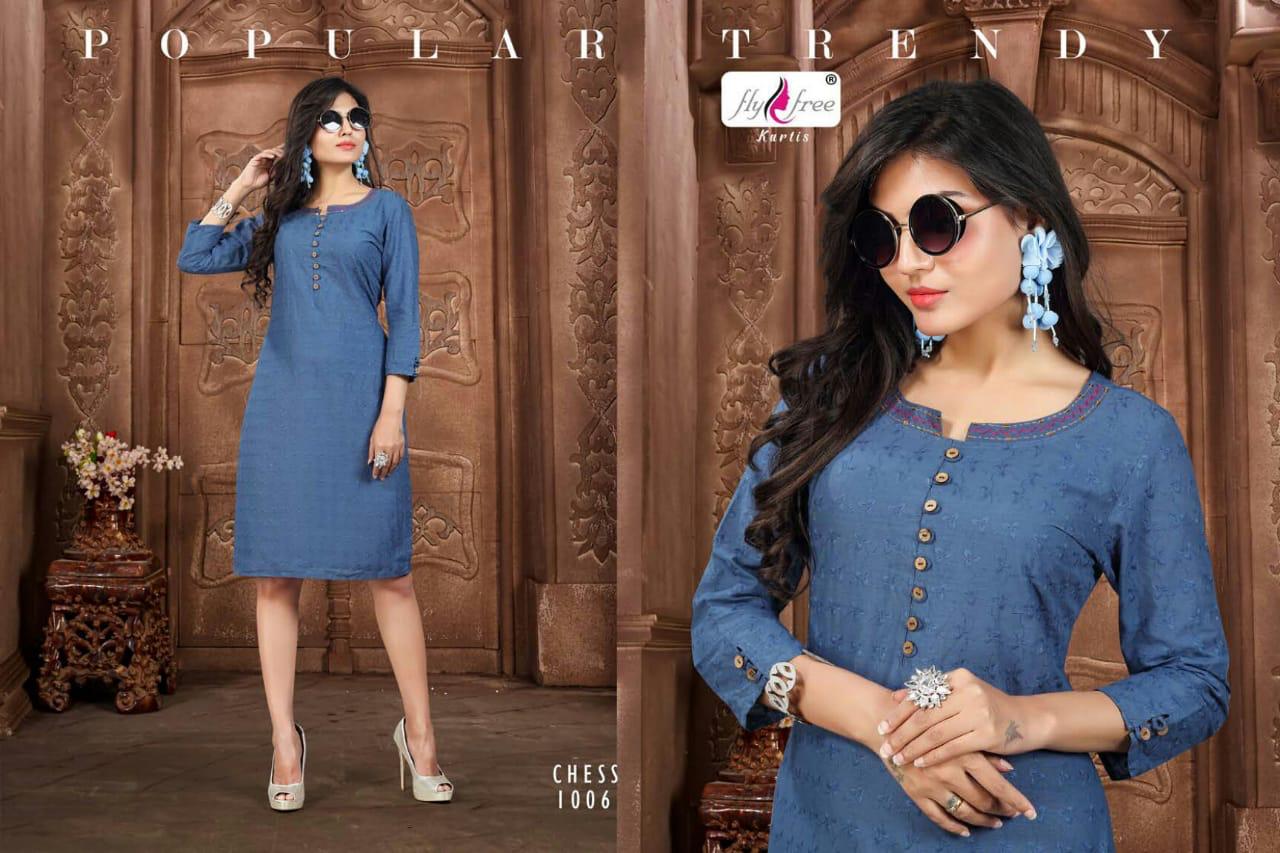 Fly Free Presents  Chess  Casual Wear Short Kurti Collection