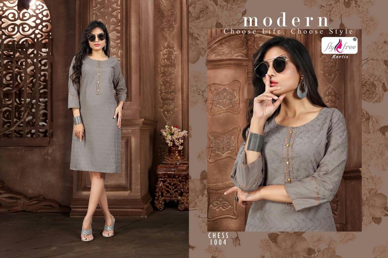 Fly Free Presents  Chess  Casual Wear Short Kurti Collection